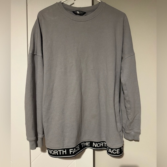 The North Face Women’s Gray Thermal pullover Logo Waist Band Pockets Size Large - Picture 7 of 7